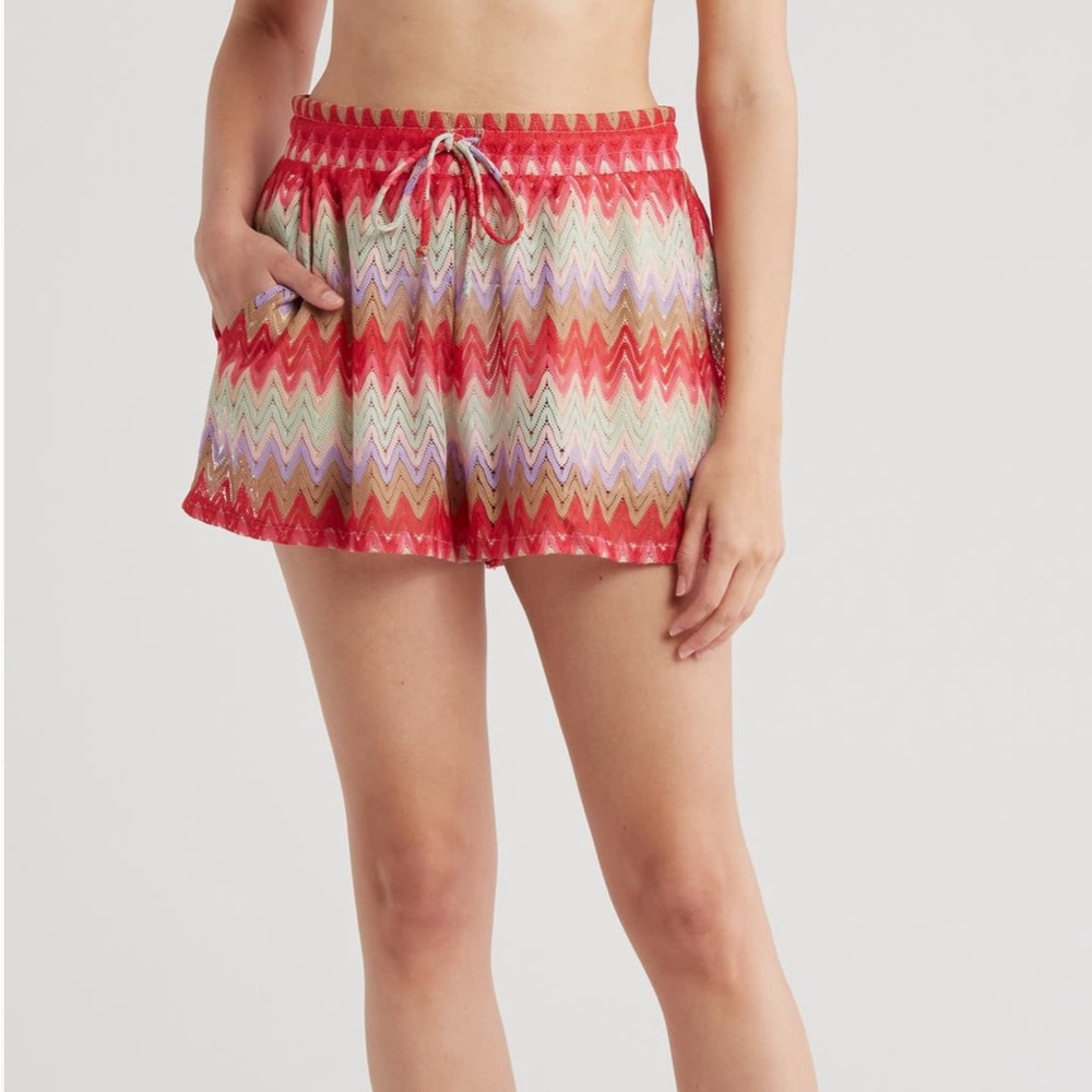 Show Me Your MuMu Multicolor Chevron Athletic Shorts - Red, Pink, Green, Purple